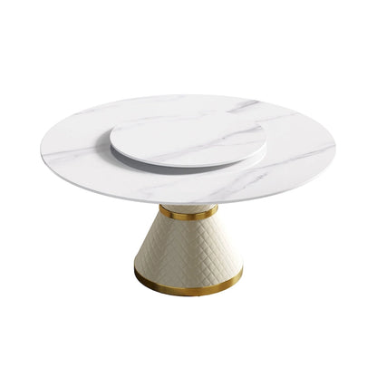59 Modern Marble Dining Table Round Dining Table with Lazy Susan