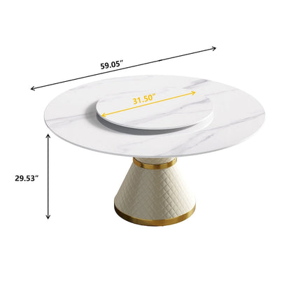 59 Modern Marble Dining Table Round Dining Table with Lazy Susan