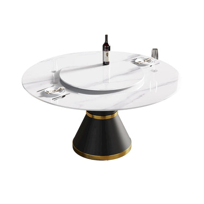 59 Modern Marble Dining Table Round Dining Table with Lazy Susan