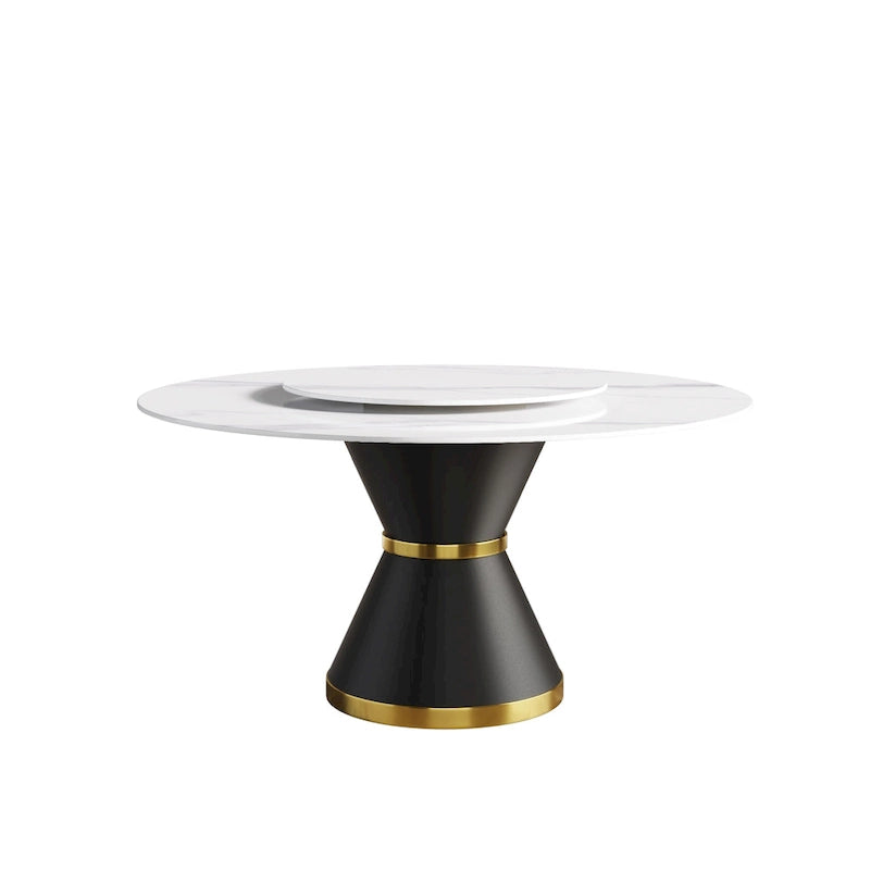 59 Modern Marble Dining Table Round Dining Table with Lazy Susan