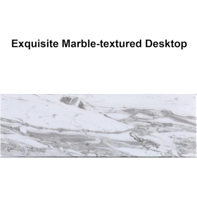 50 inch Rectangle Console Table with Luxurious Stainless Steel X Base and High Gloss Top