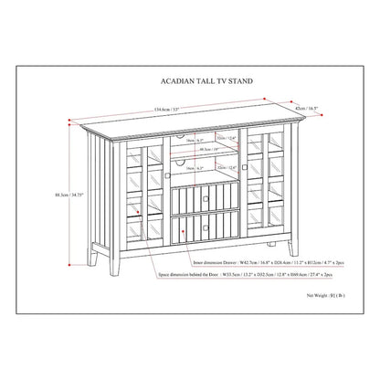 WYNDENHALL Normandy SOLID WOOD 53 inch Wide TV Media Stand For TVs up to 60 inches