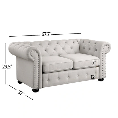 Corvus Aleksis 2-piece Tufted Rolled Arm Chesterfield Sofa and Loveseat Set