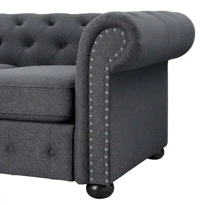 Corvus Aleksis 2-piece Tufted Rolled Arm Chesterfield Sofa and Loveseat Set