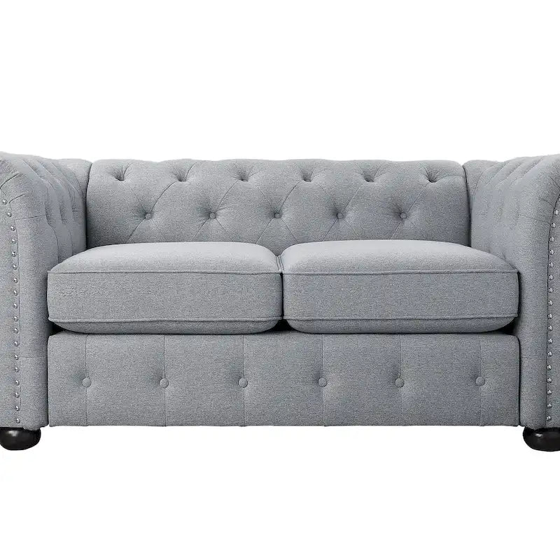 Corvus Aleksis 2-piece Tufted Rolled Arm Chesterfield Sofa and Loveseat Set
