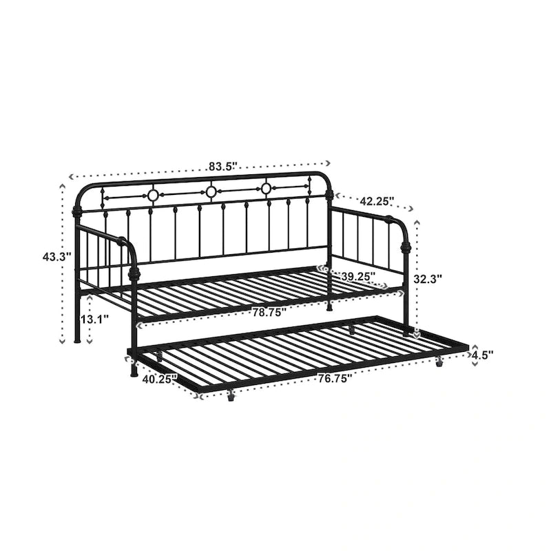 Darren Antique Dark Bronze Metal Daybed with Trundle by iNSPIRE Q Classic