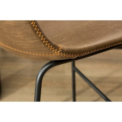 Roundhill Furniture Lotusville 7-PC Antique Black Wood Table with Faux Leather Barstools