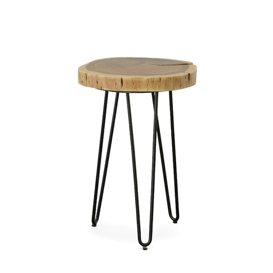 Carolina Living Seti Live Edge Accent Table - Natural Top - Black Base