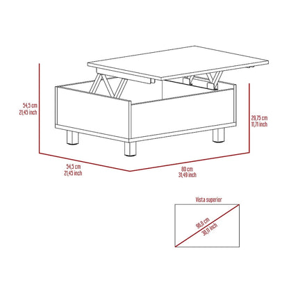 TUHOME Gambia Coffee Table with Lift Top, Concealed Storage and 4 Legs