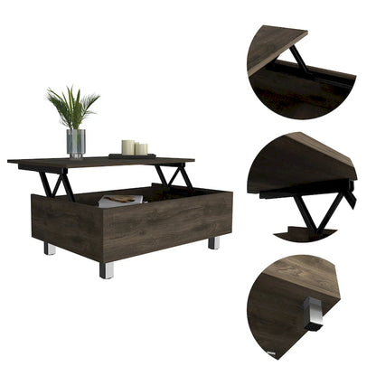 TUHOME Gambia Coffee Table with Lift Top, Concealed Storage and 4 Legs