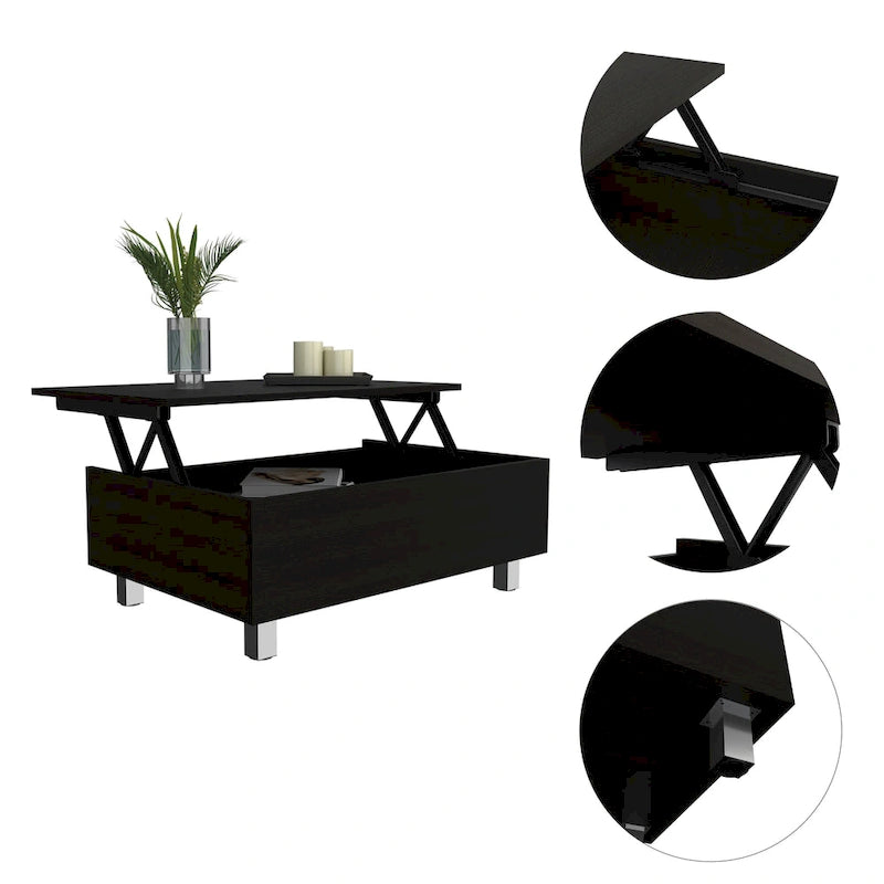 TUHOME Gambia Coffee Table with Lift Top, Concealed Storage and 4 Legs