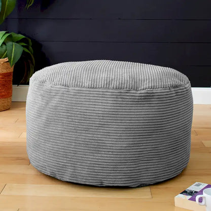 Sorra Home Indoor Corduroy Large Round Pouf/Ottoman