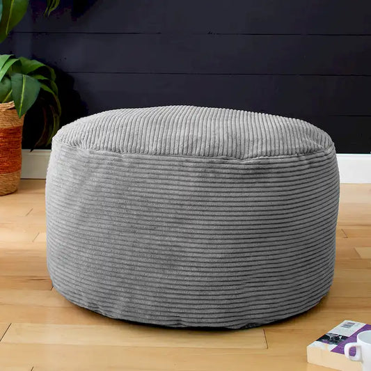 Sorra Home Indoor Corduroy Large Round Pouf/Ottoman