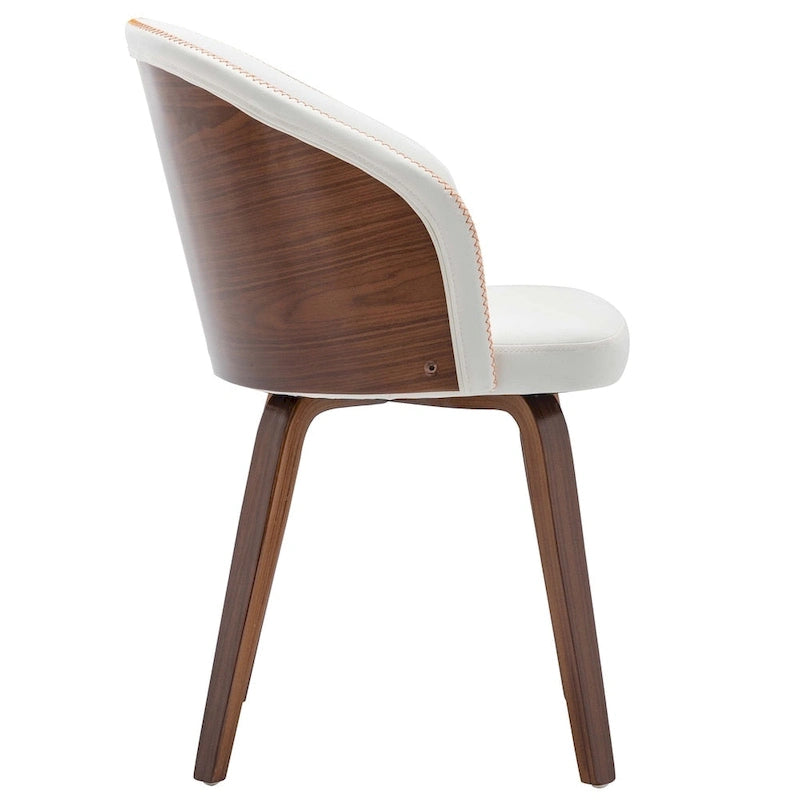 Maynau PU Leather & Wood Upholstered Dining Arm Chairs (Set 2)