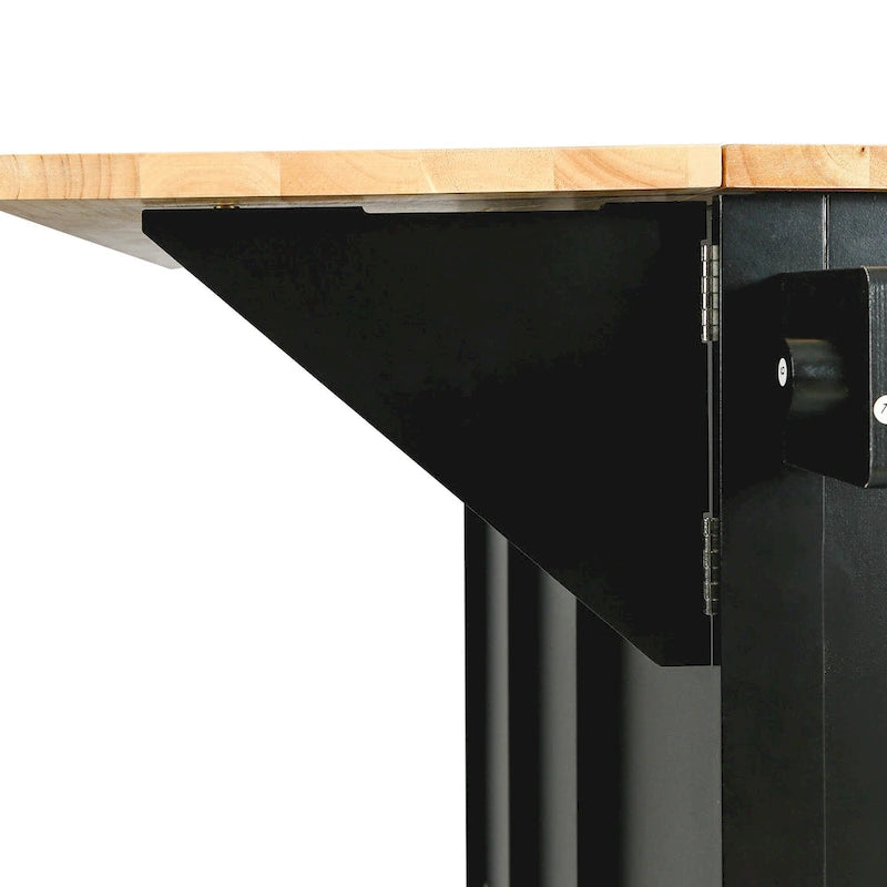 53 in. Rubber Wood Drop-Leaf Countertop Kitchen Island on 5 Wheels with Storage Cabinet and 3 Drawers - 53