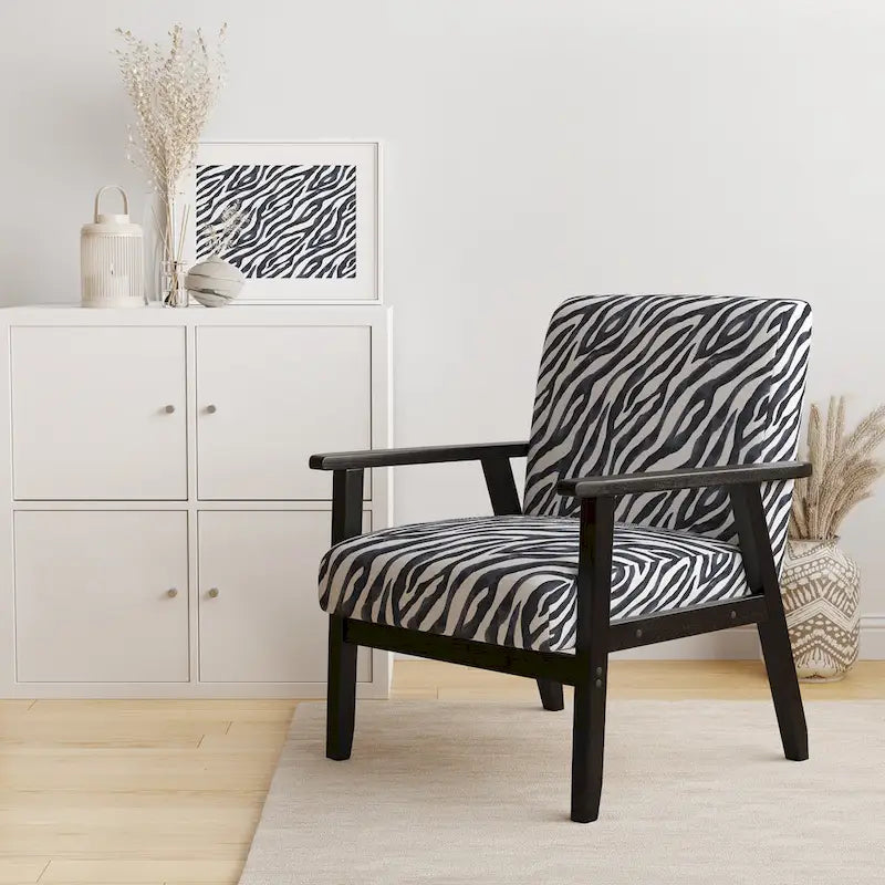 Designart Zebra Striped  Upholstered Cabin & Lodge Accent Chair and Arm Chair