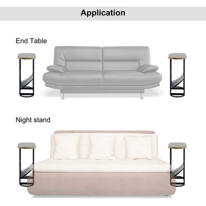 Oval Narrow Side Table Set of 2 End Tables with Organizer Storage