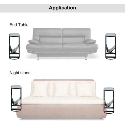 Oval Narrow Side Table Set of 2 End Tables with Organizer Storage