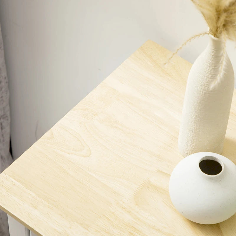 HOMCOM Modern Sideboard with Drawers, Buffet Cabinet with Storage Cabinets, Rubberwood Top and Adjustable Shelves, White