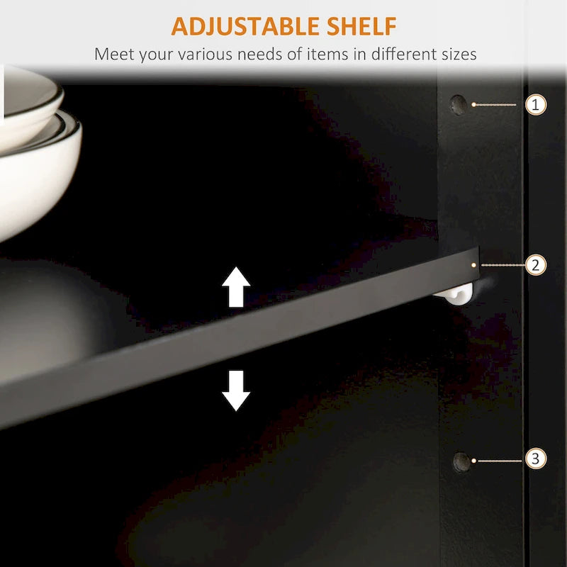 HOMCOM Modern Sideboard with Drawers, Buffet Cabinet with Storage Cabinets, Rubberwood Top and Adjustable Shelves, White