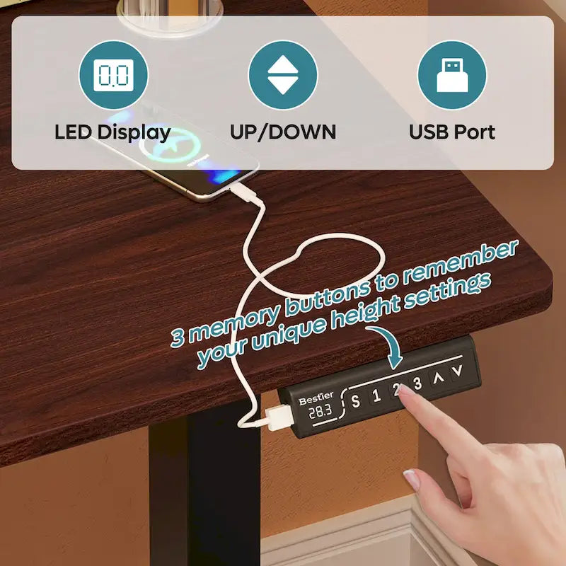 Standing Desk Electric Ergonomic Office Desk Computer Desk Height Adjustable Table with USB Port