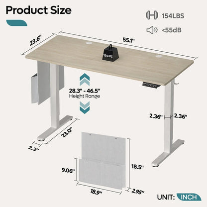 Standing Desk Electric Ergonomic Office Desk Computer Desk Height Adjustable Table with USB Port