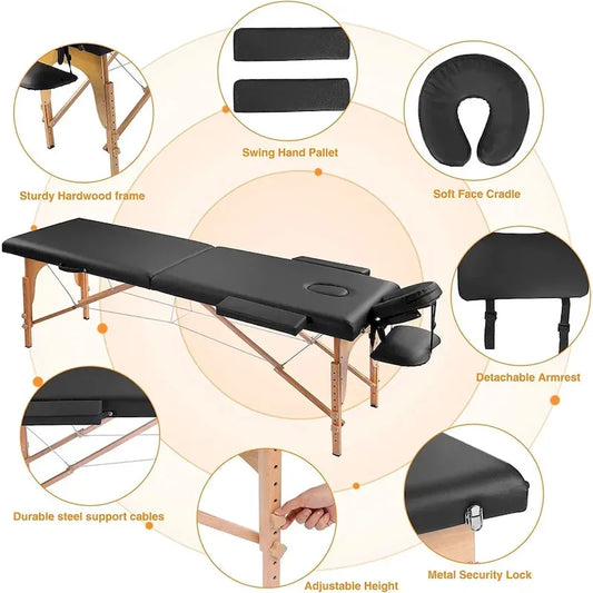 Massage Table 84 Inches Long Portable with Carry Case Table