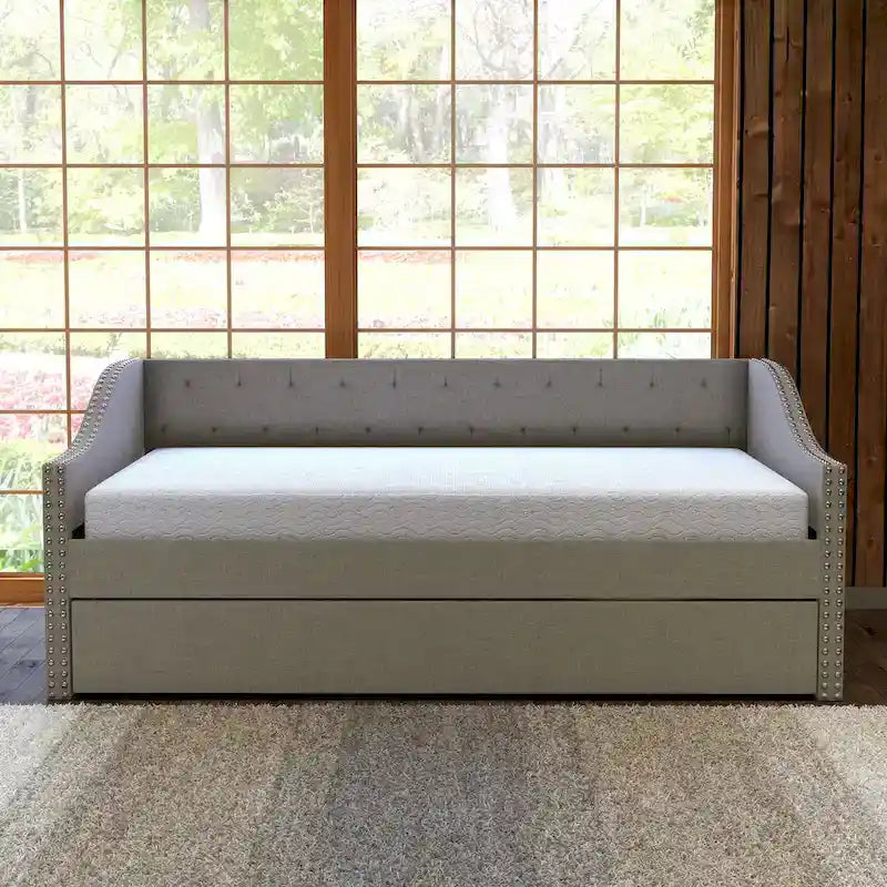 Boyd Sleep Manchester Linen Upholstered Twin Daybed with Trundle