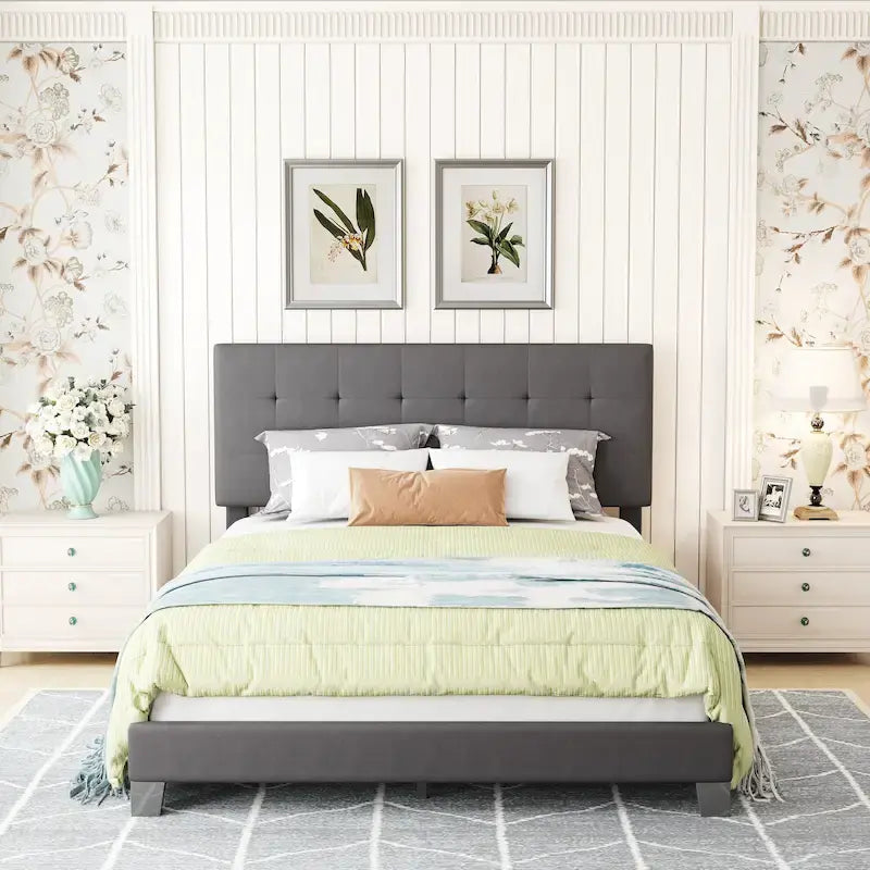 Upholstered Tufted Bed