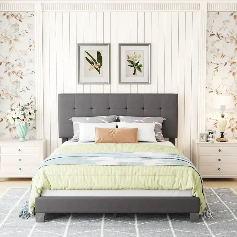 Upholstered Tufted Bed