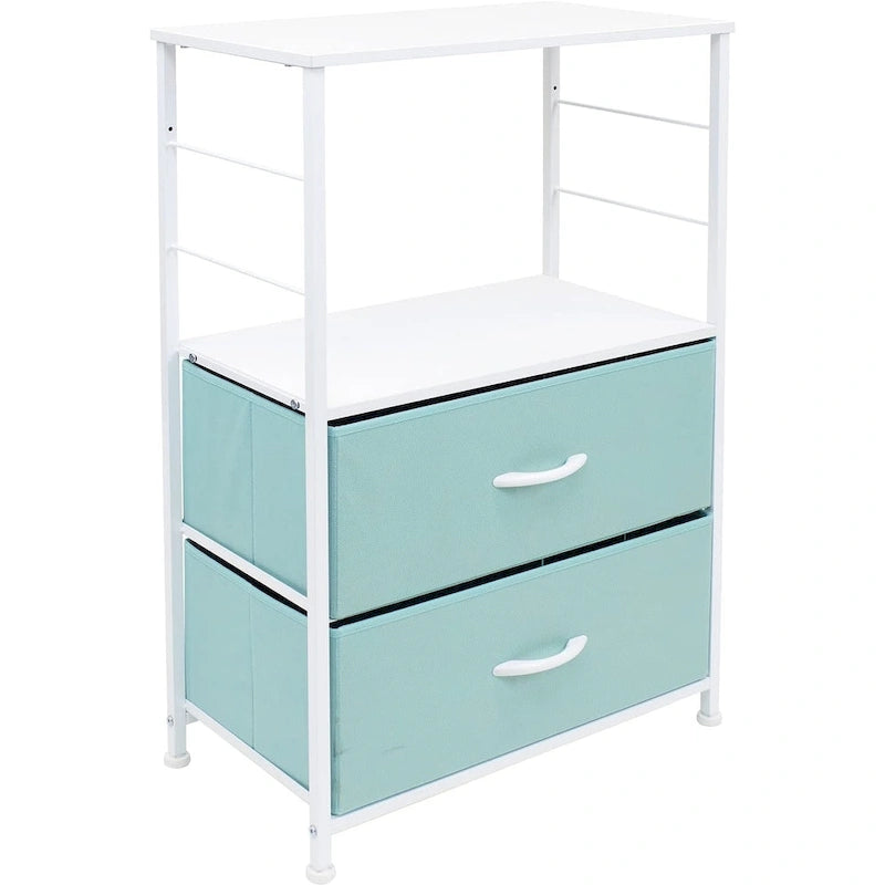 Nightstand 2-Drawer Shelf Storage - Bedside Furniture End Table Chest
