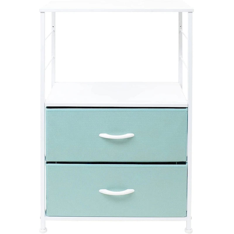 Nightstand 2-Drawer Shelf Storage - Bedside Furniture End Table Chest