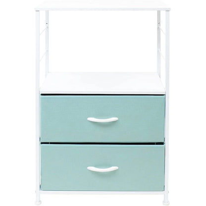 Nightstand 2-Drawer Shelf Storage - Bedside Furniture End Table Chest