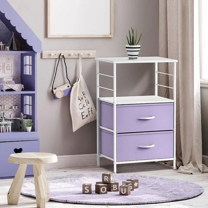 Nightstand 2-Drawer Shelf Storage - Bedside Furniture End Table Chest