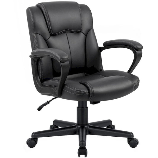 Homall Brown Executive Chair High-Level PU Leather Thick Padded Ergonomic Chair Mid Back Office and Commercial Chair
