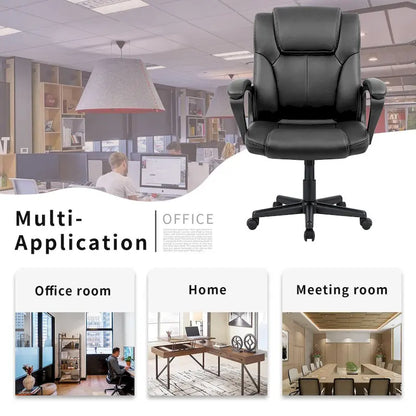 Homall Brown Executive Chair High-Level PU Leather Thick Padded Ergonomic Chair Mid Back Office and Commercial Chair