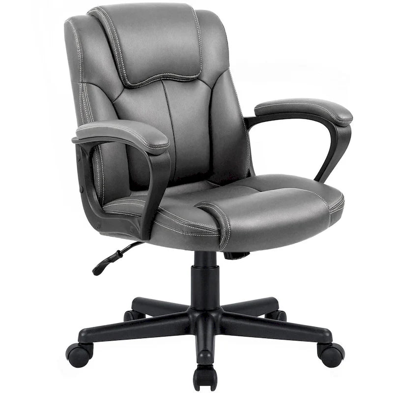 Homall Brown Executive Chair High-Level PU Leather Thick Padded Ergonomic Chair Mid Back Office and Commercial Chair