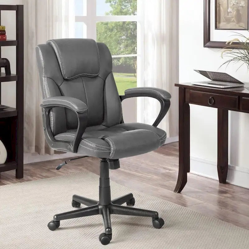 Homall Brown Executive Chair High-Level PU Leather Thick Padded Ergonomic Chair Mid Back Office and Commercial Chair