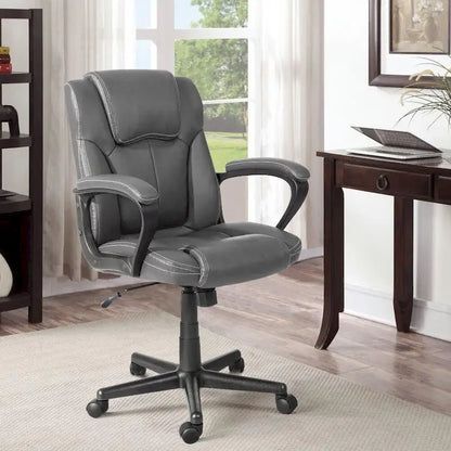 Homall Brown Executive Chair High-Level PU Leather Thick Padded Ergonomic Chair Mid Back Office and Commercial Chair