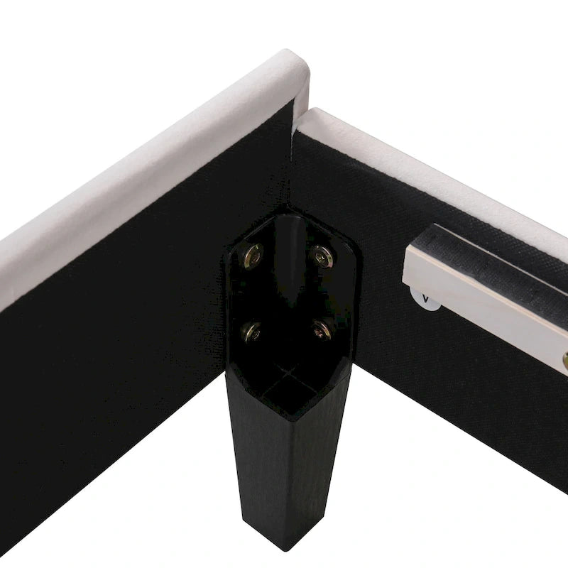 Velvet Upholstered Platform Bed with Flower Pattern Headboard