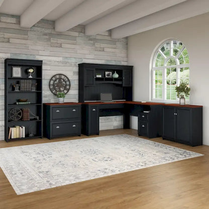 Fairview 60W Desk with Hutch, and Storage Set by Bush Furniture