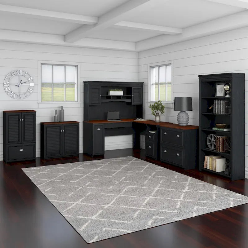 Fairview 60W Desk with Hutch, and Storage Set by Bush Furniture