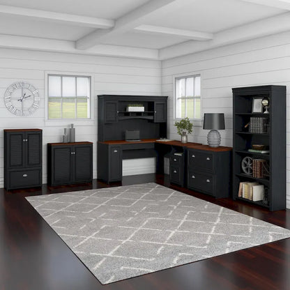 Fairview 60W Desk with Hutch, and Storage Set by Bush Furniture