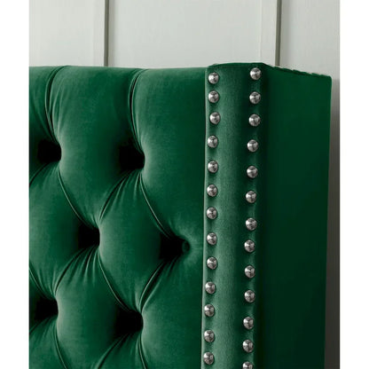 King Velvet Upholstered Bed with Deep Button Tufting