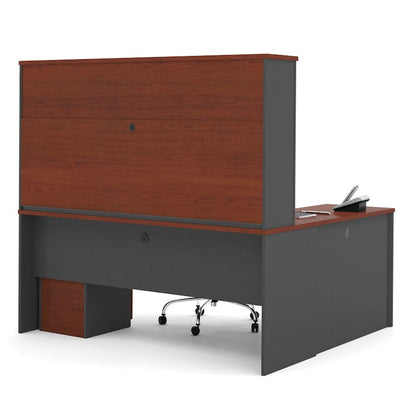 Bestar Prestige Plus L-shaped Workstation Desk with Hutch