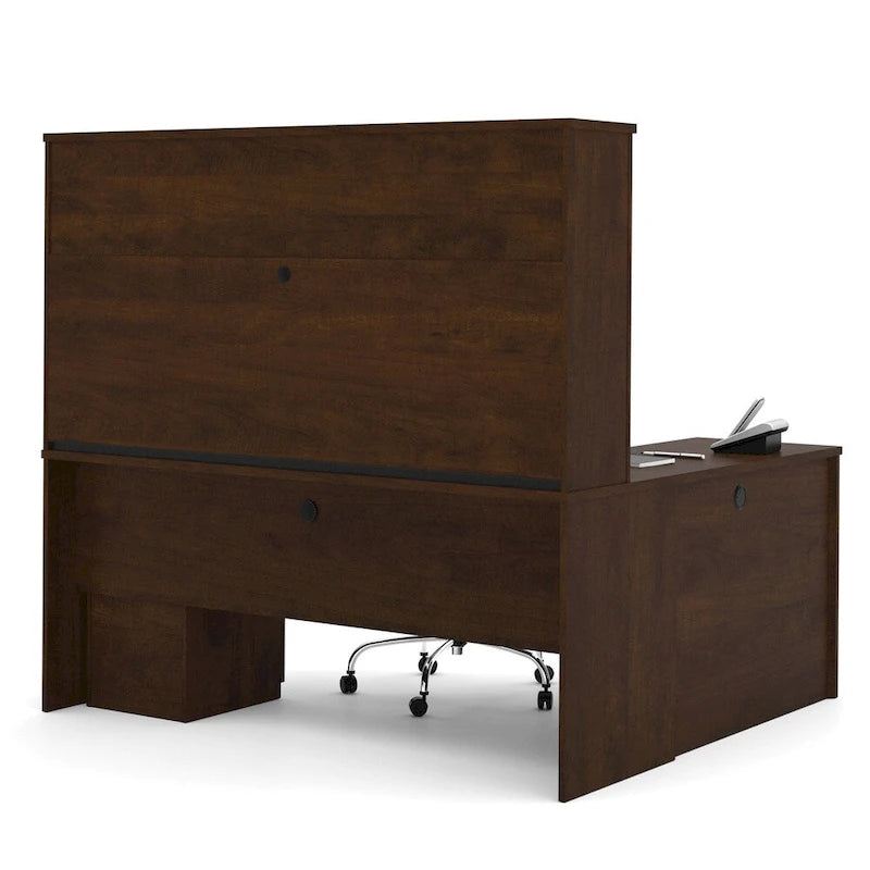 Bestar Prestige Plus L-shaped Workstation Desk with Hutch