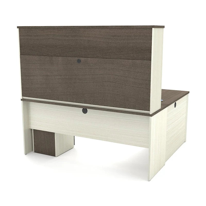 Bestar Prestige Plus L-shaped Workstation Desk with Hutch