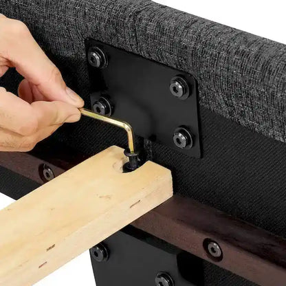 Bridgevine Home Tall Granite Dark Grey Square Headboard Upholstered Platform Bed