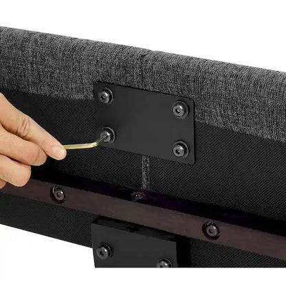 Bridgevine Home Tall Granite Dark Grey Square Headboard Upholstered Platform Bed