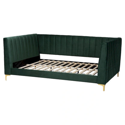 Oksana Light Grey Velvet with Goldtone Legs Daybed